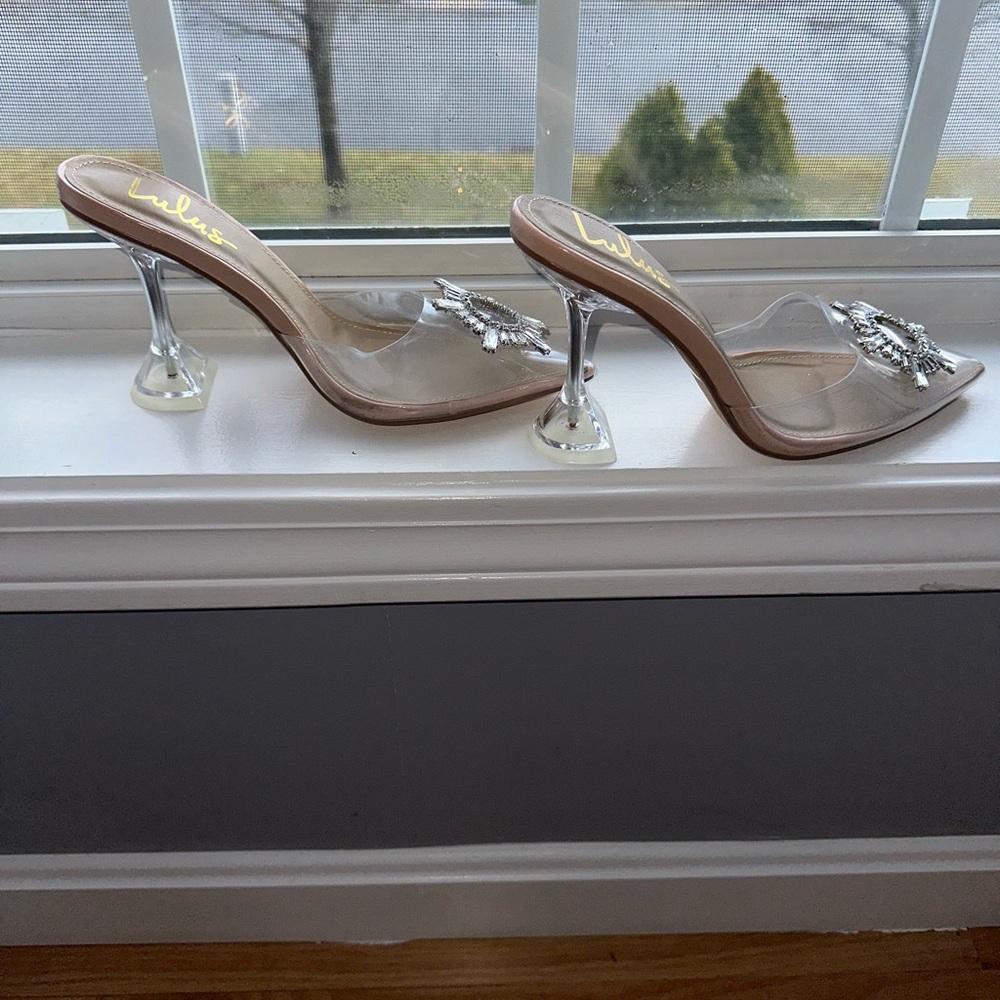Lulu's Crystal Embellished Clear Heels - Picture 2 of 7